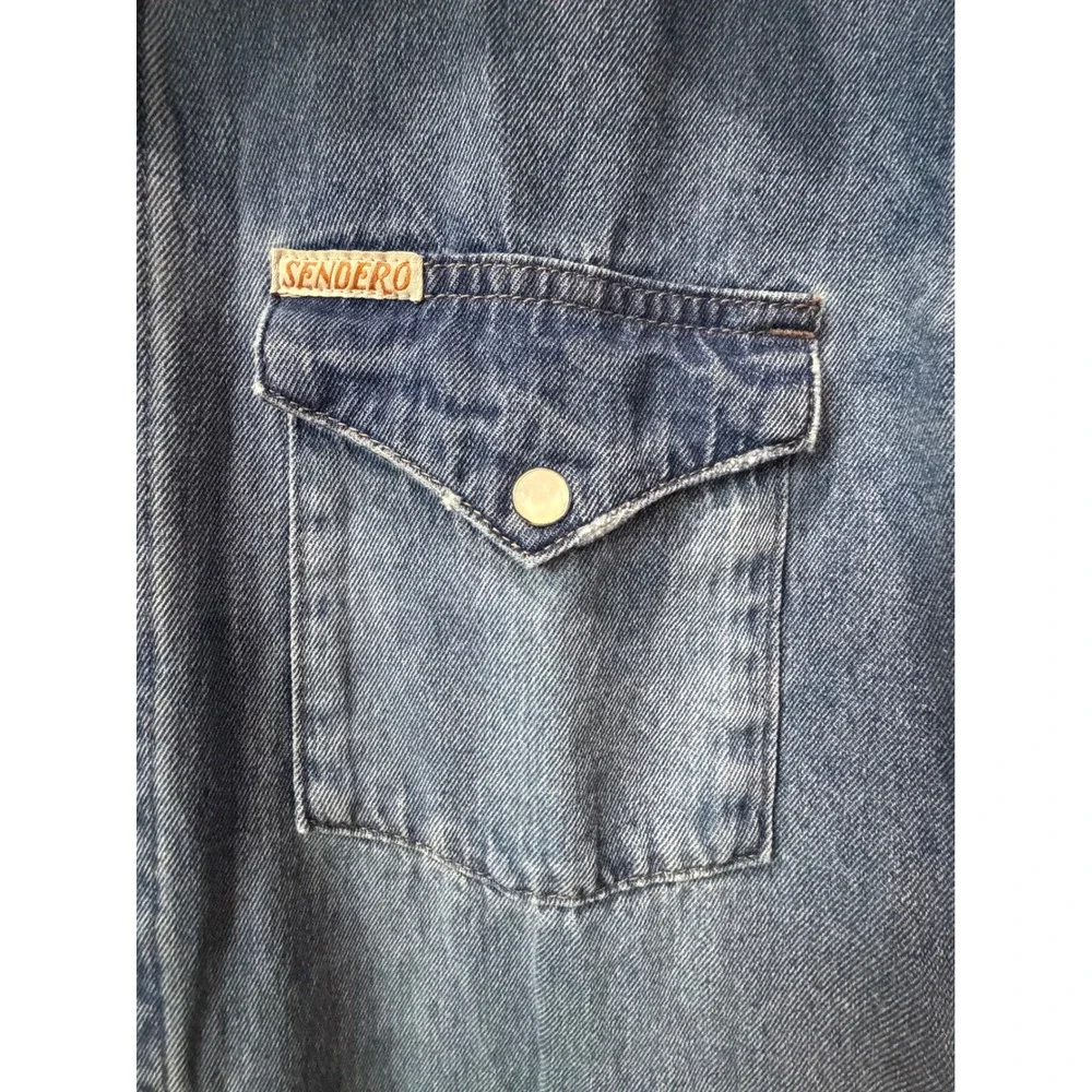 Sendero Annie Denim Pearl Snap Midi Shirt Dress Small Western Cowgirl Ranch